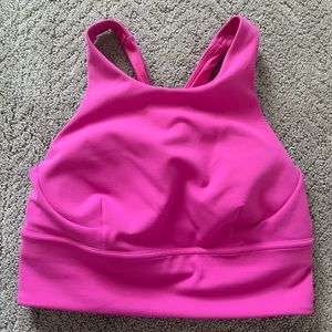 Sonic pink lululemon wunder train long line bra size 6